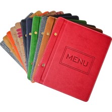 A5 - 5 Yapraklı Deri Menü Kabı - 23X15 cm (Lacivert)