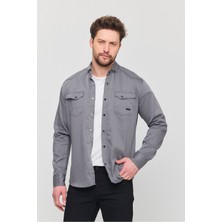 Slim Fit Çift Cepli Çıtçıtlı  Dar Kalıp Pamuklu Kot Gömlek