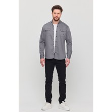 Slim Fit Çift Cepli Çıtçıtlı  Dar Kalıp Pamuklu Kot Gömlek