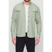 Slim Fit Çift Cepli Çıtçıtlı  Dar Kalıp Pamuklu Kot Gömlek