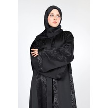 Harika Wear Desenli Jessica Ipeği Siyah Ferace