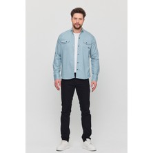 Slim Fit Çift Cepli Çıtçıtlı  Dar Kalıp Pamuklu Kot Gömlek