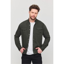 Slim Fit Çift Cepli Çıtçıtlı  Dar Kalıp Pamuklu Kot Gömlek