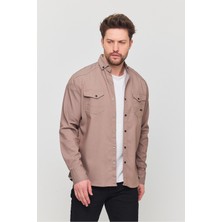 Slim Fit Çift Cepli Çıtçıtlı  Dar Kalıp Pamuklu Kot Gömlek