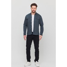 Slim Fit Çift Cepli Çıtçıtlı  Dar Kalıp Pamuklu Kot Gömlek