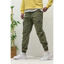 Erkek Beli Lastikli Likralı Kargo Cepli Gabardin Pantalon