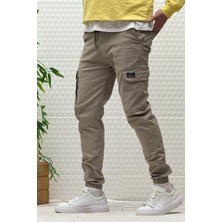 Erkek Beli Lastikli Likralı Kargo Cepli Gabardin Pantalon