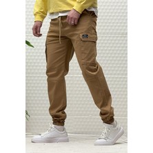 Erkek Beli Lastikli Likralı Kargo Cepli Gabardin Pantalon