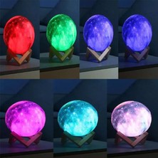 Asonplus Dekoratif Küre Galaksi-Gezegen Gece Lambası Rgb 6 Renk Değiştiren Ahşap Standlı-Pilli-Orta Boy Galaksi Gece Lambası