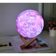 Asonplus Dekoratif Küre Galaksi-Gezegen Gece Lambası Rgb 6 Renk Değiştiren Ahşap Standlı-Pilli-Orta Boy Galaksi Gece Lambası