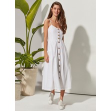 White By Nature Beyaz Kadın Plaj Elbisesi WBN3113-XL