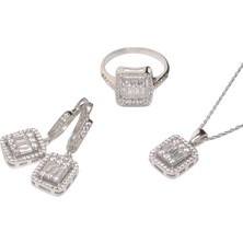 AgaKulche Baget Taşlı Kadın Gümüş Takı Seti S30KB 925