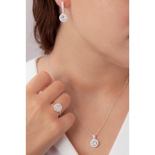 AgaKulche Tek Taş Gümüş Takı Seti S66KB 925