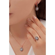 AgaKulche Oval Model Kadın Gümüş Takı Seti Kalemli S62EB 925