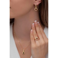 AgaKulche Damla Model Gümüş Takı Seti Gold S60GK 925