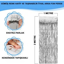 Gümüş Metalize Saçaklı Fon Perde