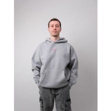 Runner's High, Gri Melanj Oversize Kapüşonlu Sweatshirt
