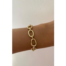 Xuping Oval Halka Detaylı Basic Gold Bileklik