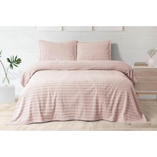 Merinos Modern Twist 3 Parça Çift Kişilik Battaniye Seti Kutulu 220X240 Blush
