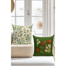 Çift Tarafı Dijital Baskılı  4'lü Kırlent Kılıfı Seti (Panç /punch Nakış Desen Görünümlü)