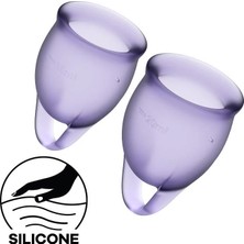 Rabixy Satisfyer Adet Kapları Lila 2'li Set - Feel Confident Menstrual Cup Lila