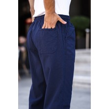Rahat Keten Karışımlı Bağcıklı Pantolon