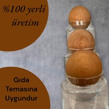 Ahşap Ahşap Top Kapaklı Cam Kavanoz 3 Parça Set