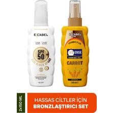 Escabel Hassas Ciltler Için 50 Spf ve Ultra Bronzluk Güneş Kremi ve Bronzlaştırıcı Yağ 2'li Set - 300 ml