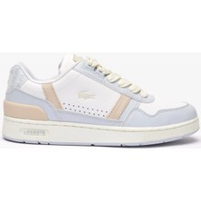 Lacoste T-Clip Hakiki Deri Kadın Sneaker Beyaz Mavi