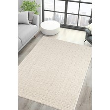 Raschel Carpet Moopy Kaymaz Taban Krem Bukleli Yumuşak Soft Dokuma Yolluk Halı 80 x 250 cm Düz Tema Makina Halısı
