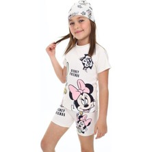 Trend Yeni Sevimli Çizgi Karakter Baskılı 3 Parça Dalgıç Kumaş -Uv Korumalı- Taytlı-Kız Mayo