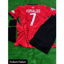 Portekiz Milli Takım R.o.n.a.l.d.o Şampiyonlar Ligi Kırmızı Siyah Çocuk Forması 4lüset ZYN04