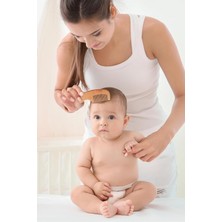 Nami Baby Doğal Ahşap Bebek Tarağı – Organik Yuvarlatılmış Uçlu Bebek Masaj Tarağı
