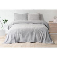 Merinos Modern Twist 3 Parça Çift Kişilik Battaniye Seti Kutulu 220X240 Açık Gri