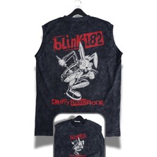 BLINK-182 Crappy Punk Rock Sırt Baskılı Yıkamalı Kolsuz Tişört, Rock Band Temalı Sıfır Kol Atlet