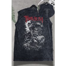 Trivium Sırt Baskılı Yıkamalı Kolsuz Tişört, Unisex Rock Band Temalı Sıfır Kollu Vintage Atlet