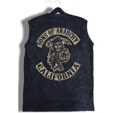 Sons Of Anarchy Sırt Baskılı Yıkamalı Kolsuz Tişört, Unisex Soa Yazılı Sıfır Kollu Vintage Atlet