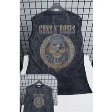 Guns N' Roses Civil War Sırt Baskılı Yıkamalı Kolsuz Tişört, Unisex Rock Band Sıfır Kol Retro Atlet