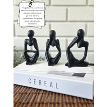 Düşünen Insan Figürleri – Modern Minimalist Düşünen Figürler Seti+Tepsi Dahil Black Serisi