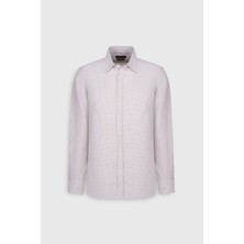 Pamuklu Slim Fit Dar Kesim Düğmeli Yaka Armürlü Gömlek