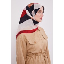 Bordo Çizgi Desen Pamuk Eşarp