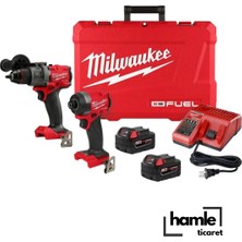 Milwaukee M18 Fuel 4lü Set Şarjlı Darbeli Matkap-Torklu Vidalama-Sds Kırıcı Delici-Taşlama-2 Adet 5 ah Pil