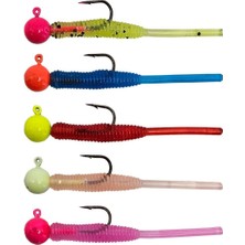 Kendo Hook Worm Jighead+Lrf Silikonu 1.5gr+4.5cm 5 Adet Head Glow+Light Pink