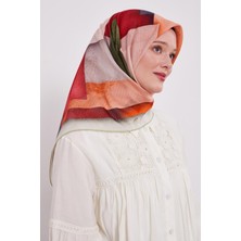 Yağ Yeşili Çizgi Desen Pamuk Eşarp