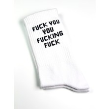F.ck You You F.cking F.ck Yazılı Desenli Renkli Spor Çorap