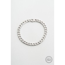 Italyan Tasarım Zincir Gümüş Erkek Bileklik