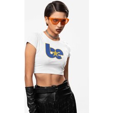 Yıldızlı Be Yazılı Crop Top, Kadın Billie Eilish Temalı Crop Bluz