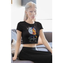 Coraline Baskılı Crop Top, Kadın Korku Film Temalı Crop Bluz