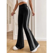 Edolika Kadın Yüksek Bel Şerit Detaylı Ispanyol Paçalı Dalgıç Pantolon