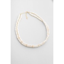 Scarlett 18 Ayar Sarı Altın Kaplama 43 cm Gümüş Inci Kolye